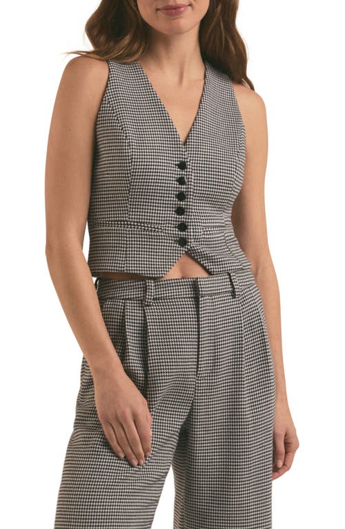 Shop Favorite Daughter The Favorite Houndstooth Crop Vest In Micro Black-white Houndstooth