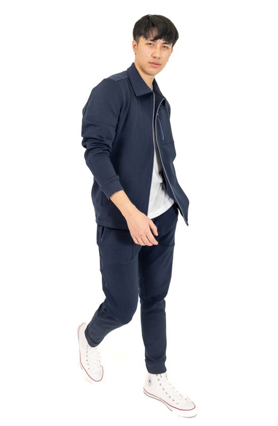 Shop Pino By Pinoporte Stretch Cotton Blend Jacket In Navy