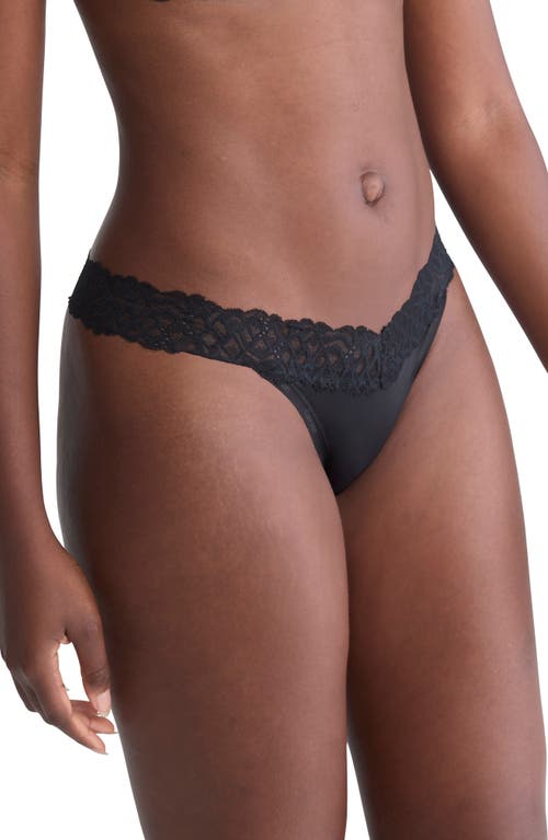 Shop Calvin Klein Lace Trim Thong In Black