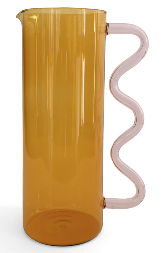 Shop Sophie Lou Jacobsen Wave Pitcher In Yellow W/ Pink