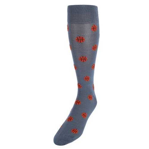 Trafalgar Three Point Shot Basketball Novelty Mercerized Cotton Mid-calf Socks In Grey