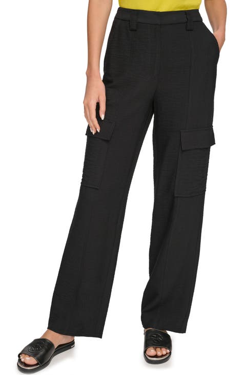 DKNY Womens Windowpane Dress Pants, Black, 18