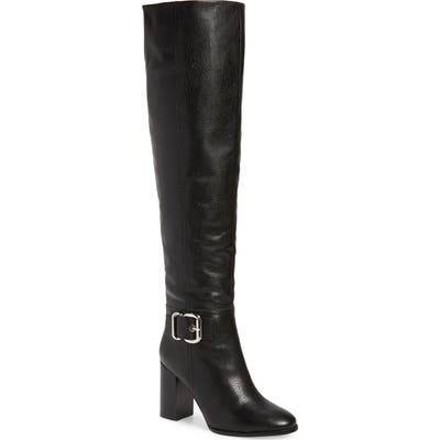 Jeffrey Campbell Bridle Over The Knee Boot With Faux Shearling Lining- Black