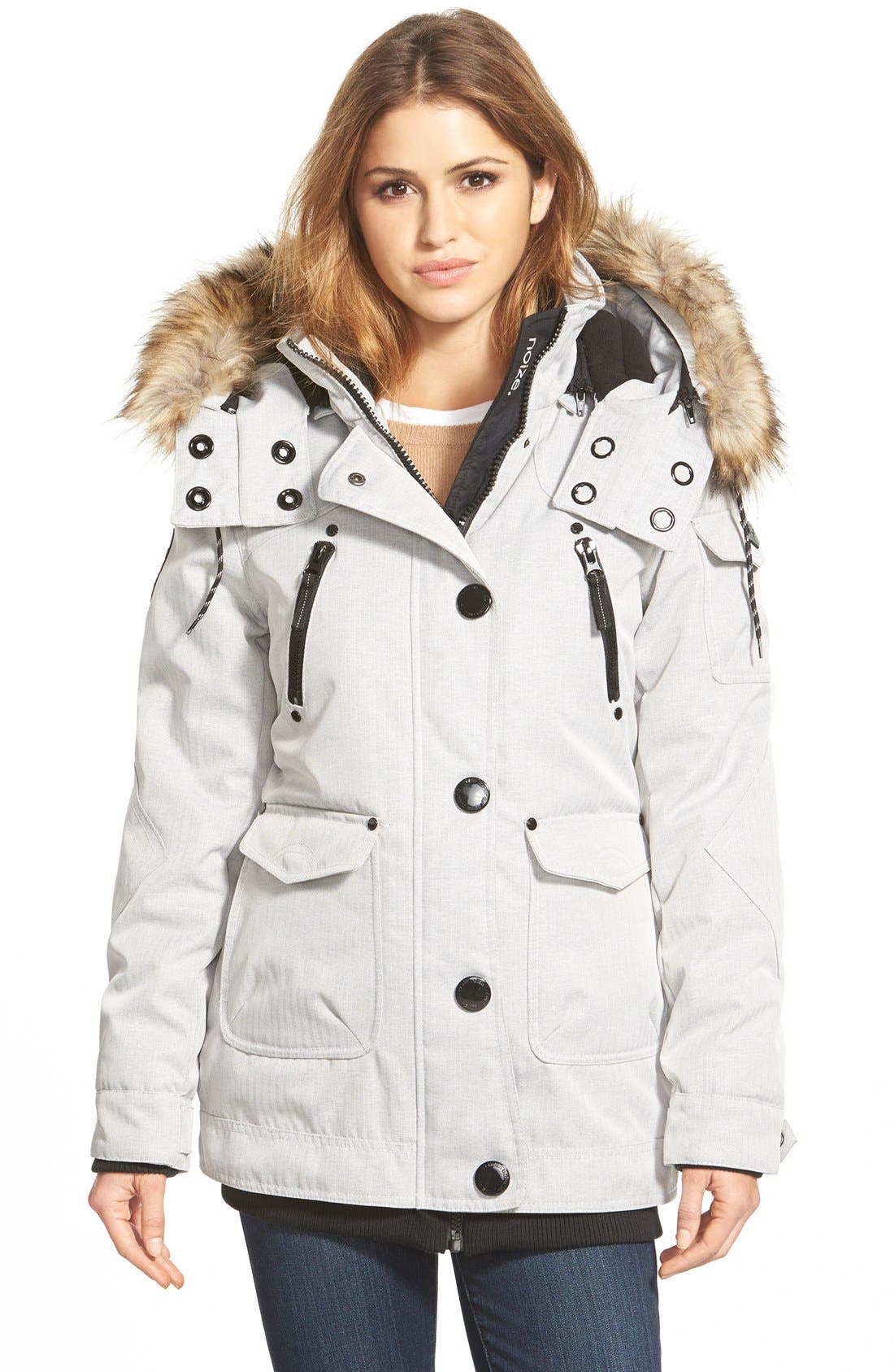 NOIZE Faux Fur Trim Parka Nordstrom
