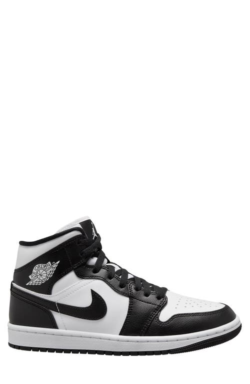 Jordan Air  1 Mid Basketball Sneaker In White/black/white