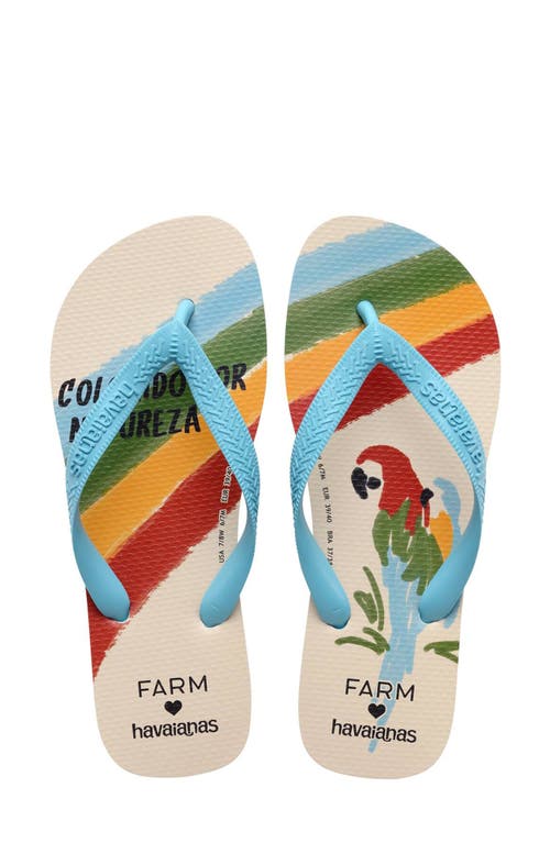 Shop Havaianas X Farm Rio Flip Flop In Blue