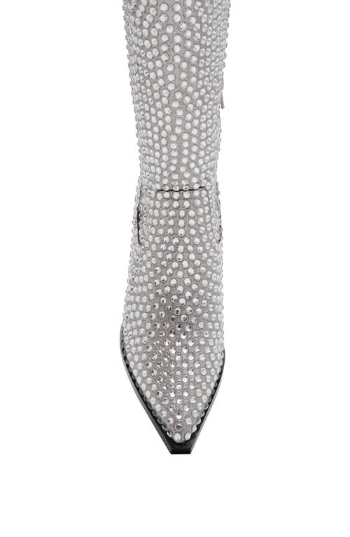 Betsey Johnson Randy Embellished Western Boot In Silver