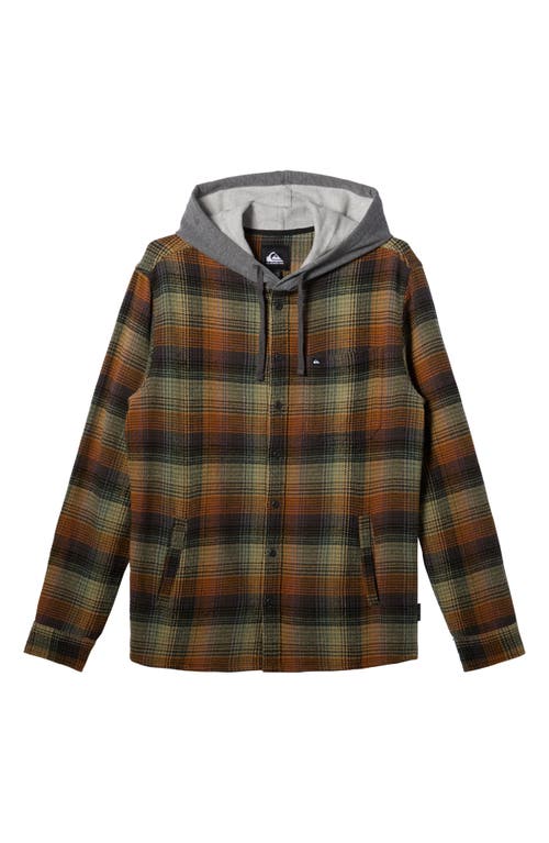 Quiksilver Sandbar Plaid Hooded Button-up Shirt Jacket In Green/capital Red