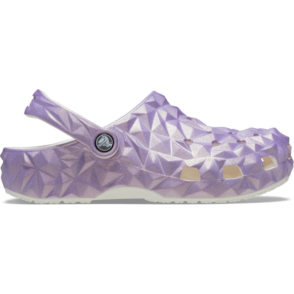 Crocs Classic Iridescent Geometric Slingback Clog In White/purple