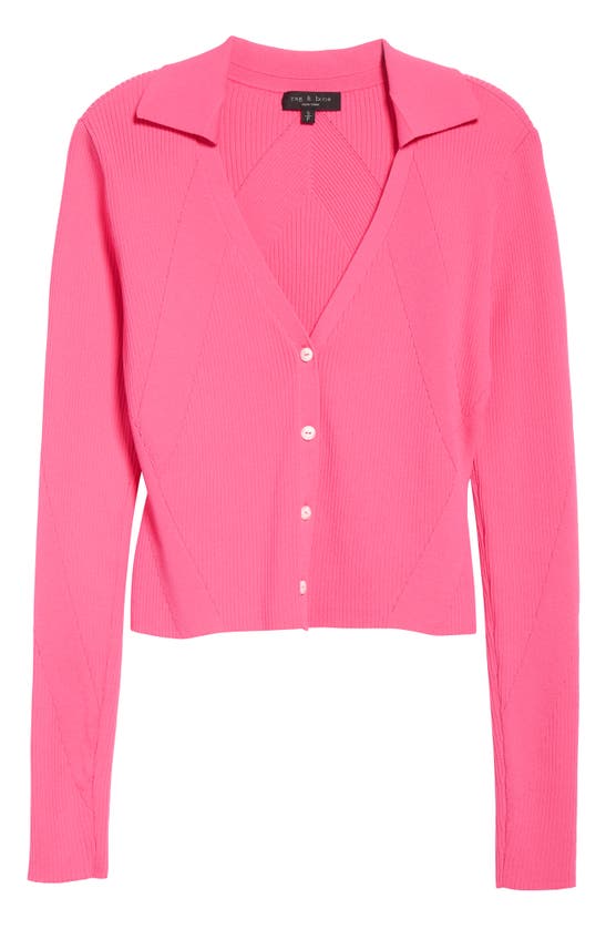 Rag & Bone Asher Crop Cardigan In Magenta