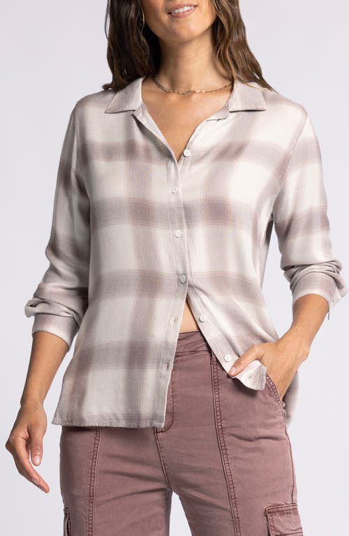 Shop Thread & Supply Janet Plaid Flannel Button-up Shirt In Ivory Taupe Plaid