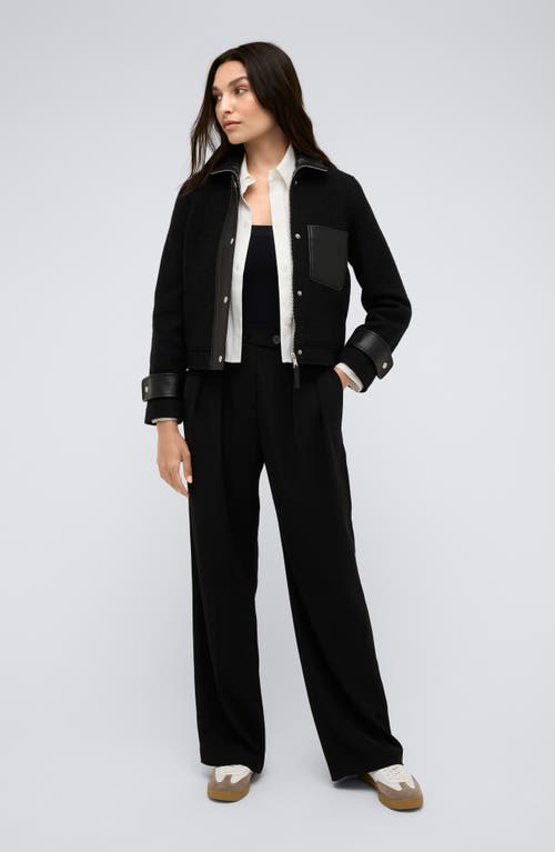 Kenneth Cole Wool Blend Crop Jacket In Black