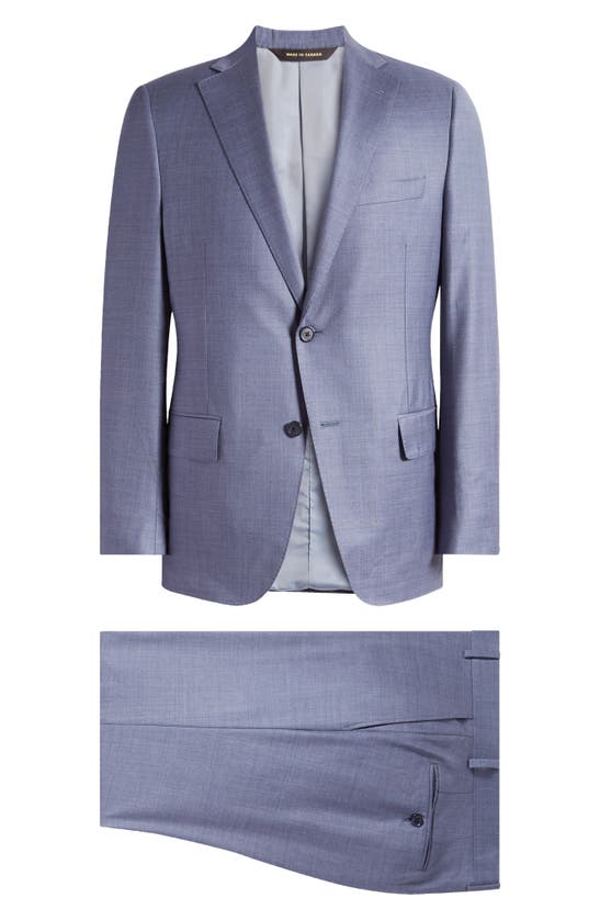 Shop Heritage Gold Blue Sharkskin Wool Suit