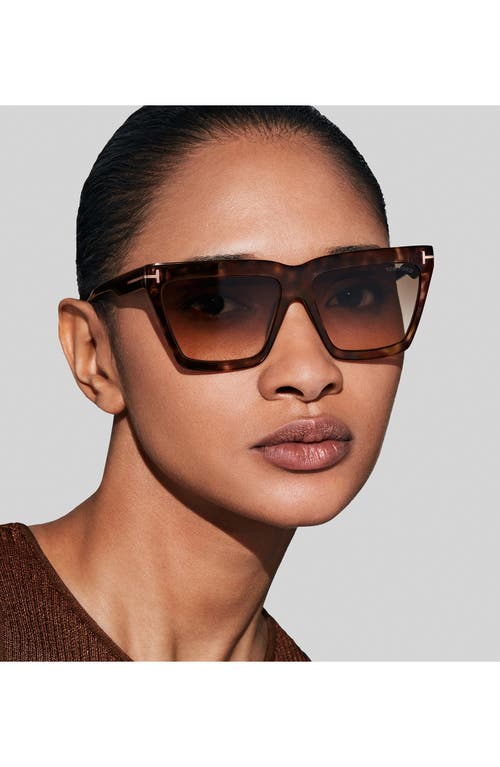 Shop Tom Ford Eden 56mm Gradient Geometric Sunglasses In Dark Havana/brown Orange
