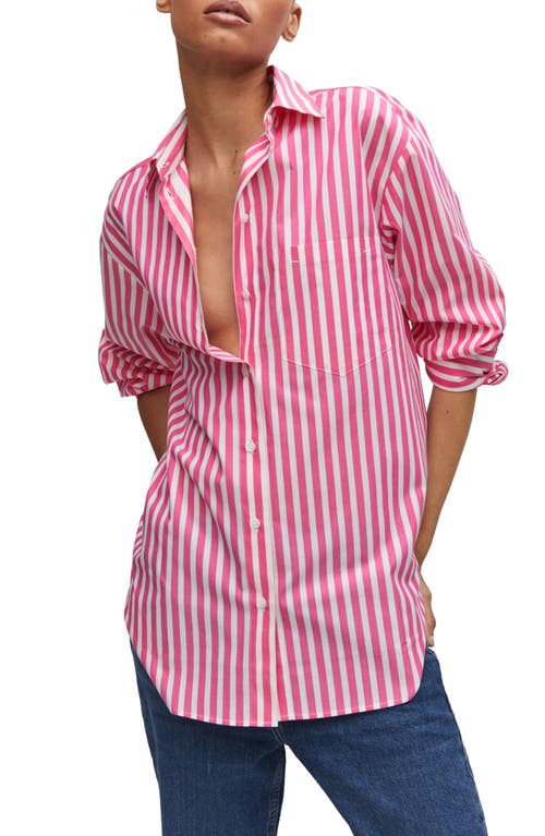MANGO Patch Pocket Oversize Button-Up Shirt in Fuchsia at Nordstrom, Size 0