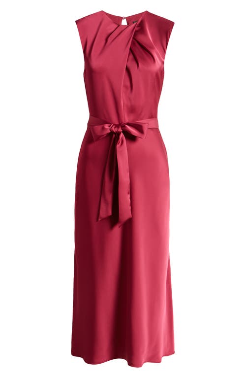 Shop Tahari Asl Cross Neck Sleeveless Midi Dress In Mulberry