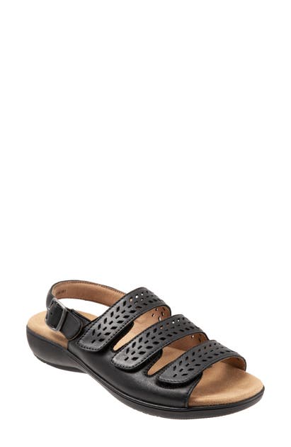 Click to view more detailed imagery on our partner's website Trotters Trinity Slip On Sandal Women's Shoes In Black Leather