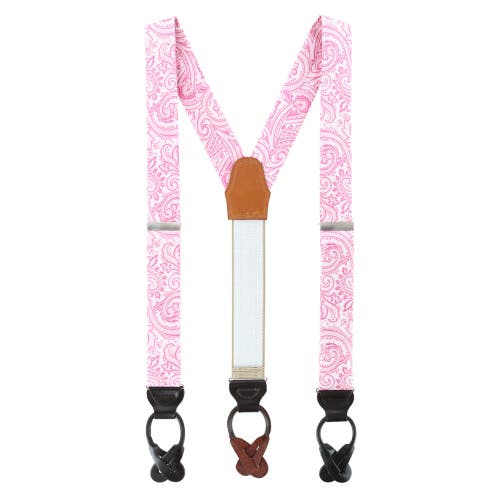 Trafalgar Sobee Paisley Brace Bow Tie & Pocket Square Set In Pink