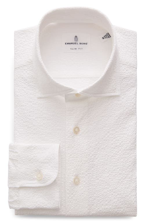 Shop Emanuel Berg Cotton Seersucker Button-up Shirt In White