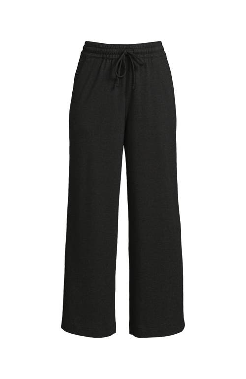 Shop Lands' End Sport Knit Pull On Drawstring Wide Leg Crop Pants In Dark Charcoal Heather