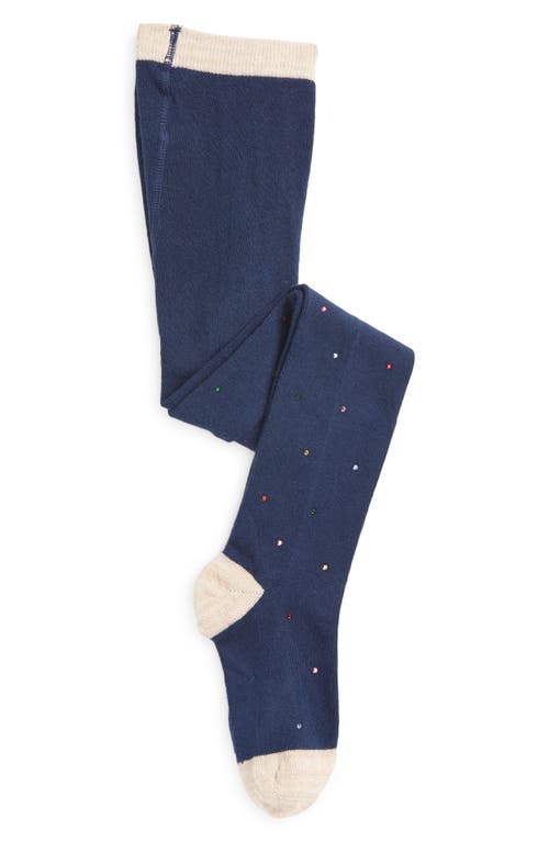 Mini Boden Kids' Twinkle Cotton Blend Tights in College Navy 