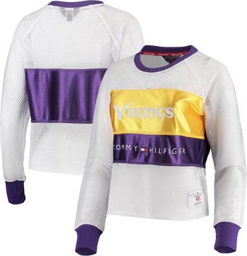 Tommy Hilfiger Women's Tommy Hilfiger White/Gold Minnesota Vikings Mesh  Raglan Long Sleeve T-Shirt