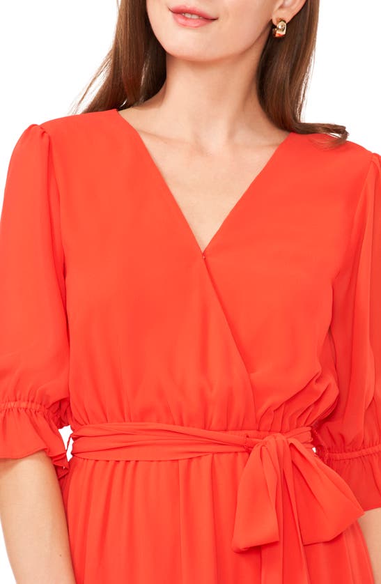 Shop Halogen ® Surplice Faux Wrap Dress In Poppy Red