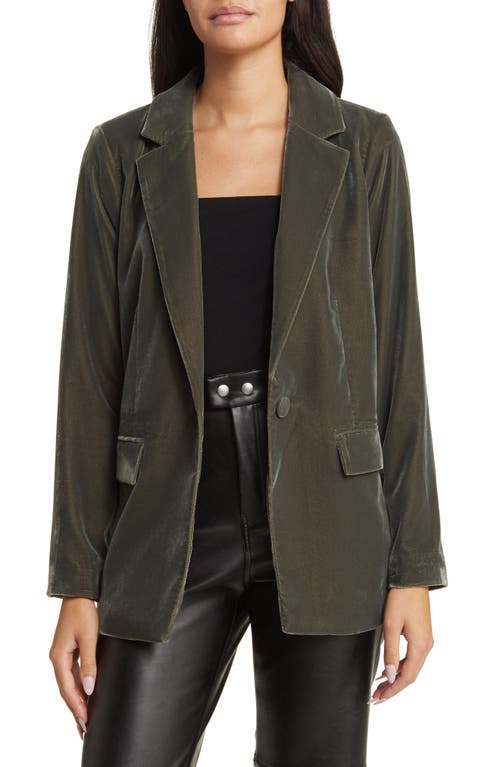 Open Edit Relaxed Velvet Blazer in Green City at Nordstrom, Size Xx-Small