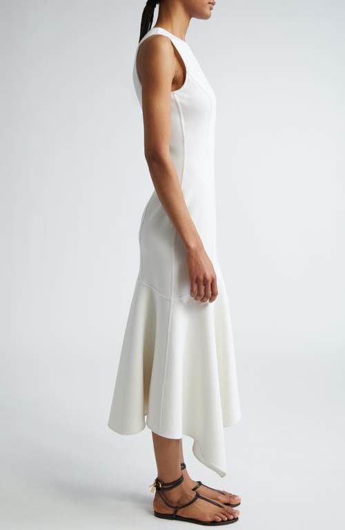 Michael Kors Asymmetrical Draped Midi Dress In Ivory