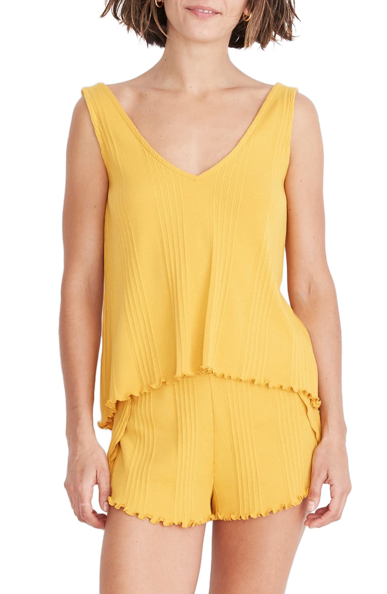Madewell Ribbed Knit Pajama Tank Top, Yellow
