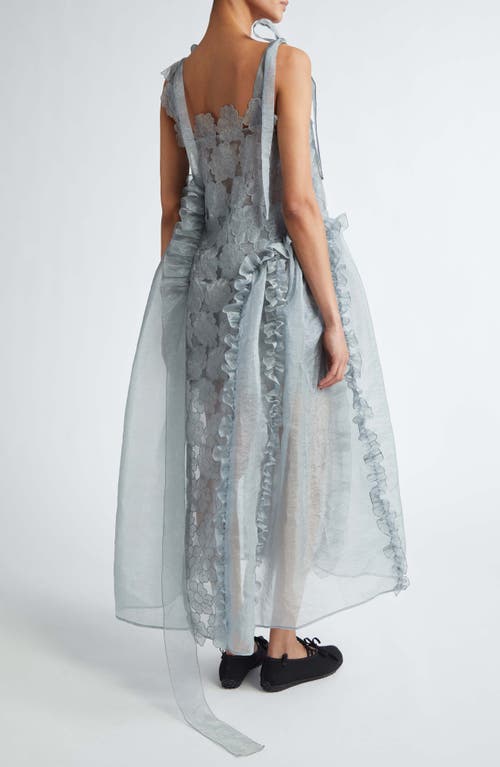 Shop Cecilie Bahnsen Oswald Magnolia Embroidered Organza Dress In Grey