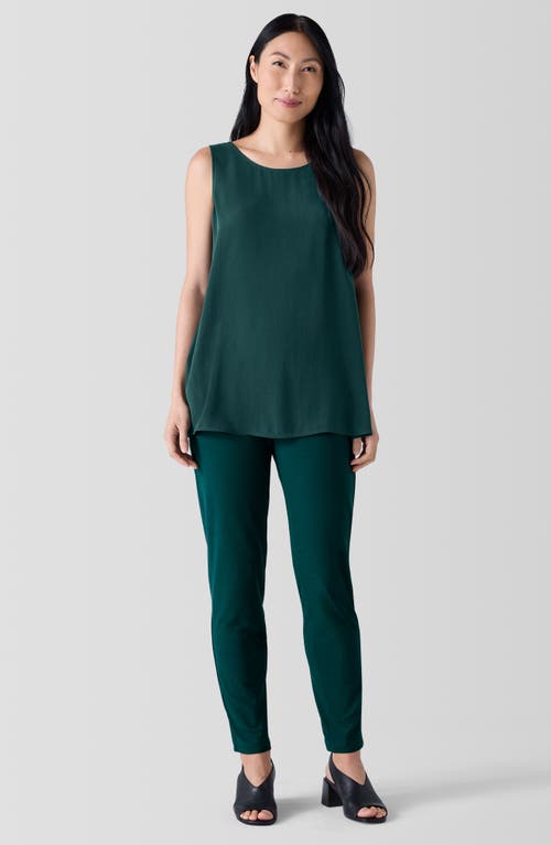 Eileen Fisher Slim Ankle Stretch Crepe Pants In Fir