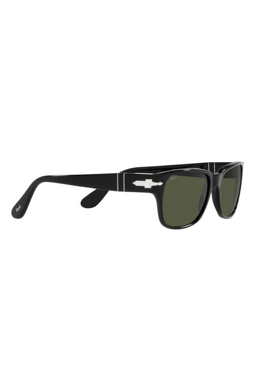 Persol 55mm Rectangular Sunglasses In Black/green