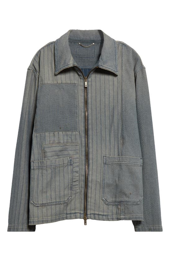 Shop Golden Goose Journey Zip Denim Jacket In Grey