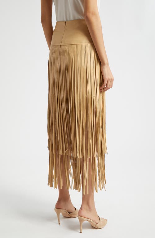 Shop L Agence L'agence Karolina Fringe Tiered Midi Skirt In Croissant