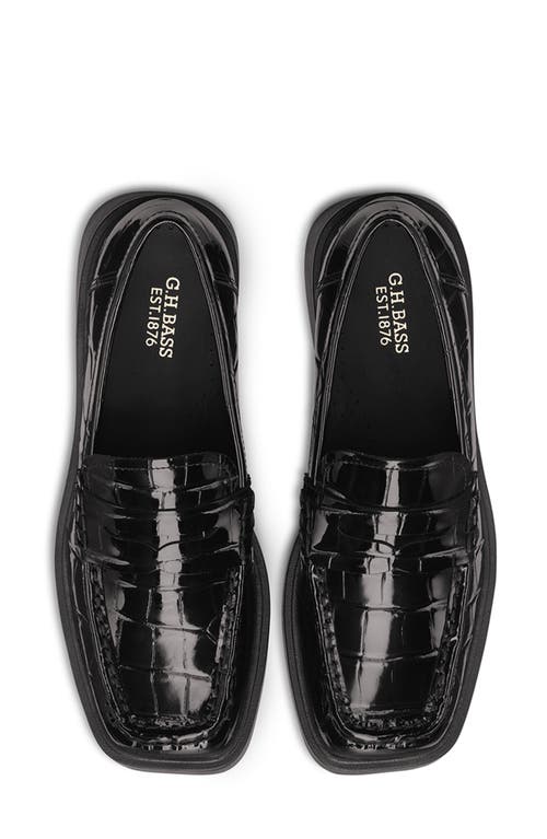 Shop G.h.bass Bowery Croc Embossed Loafer In Black