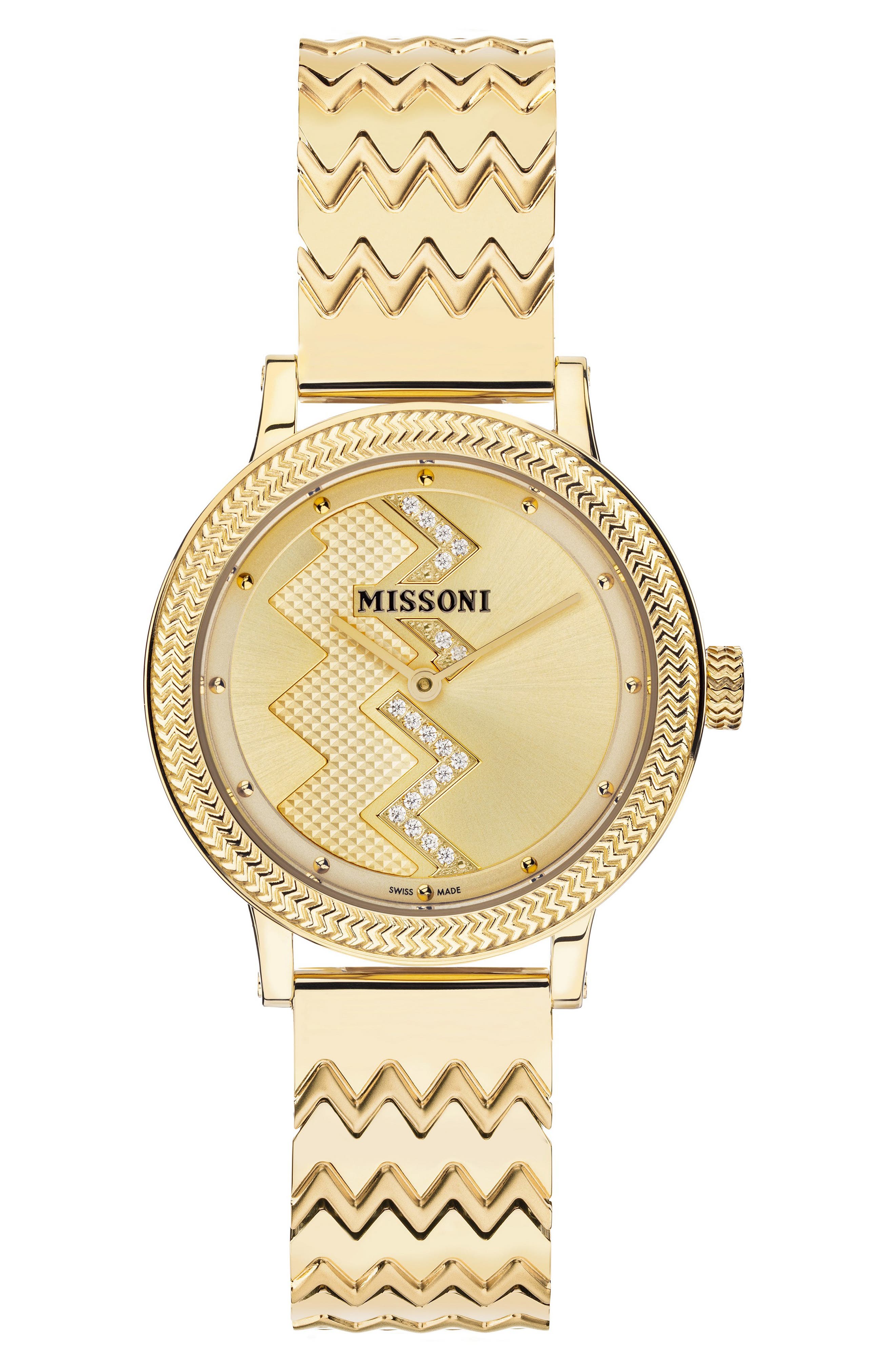 Missoni Optic Zigzag Bracelet Watch, 35mm in Ip Champagne at Nordstrom