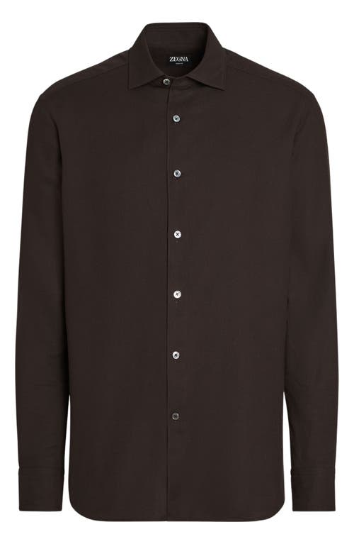 Shop Zegna Cashco Cotton & Cashmere Button-up Shirt In Castoro