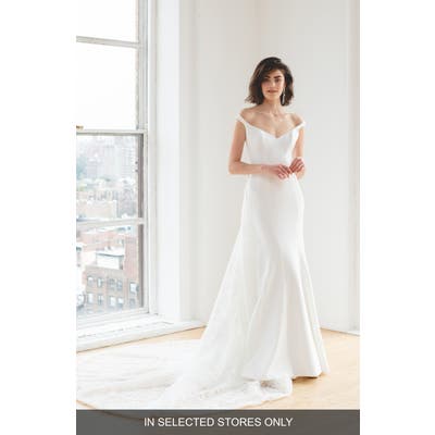 Ines By Ines Di Santo Maaike Off The Shoulder Wedding Dress, Size IN STORE ONLY - Ivory