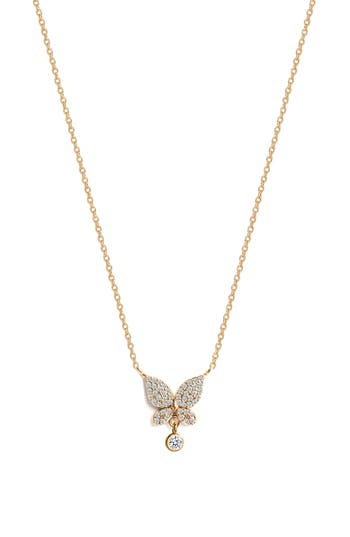 Gabi Rielle Cz Butterfly Pendant Necklace In Gold