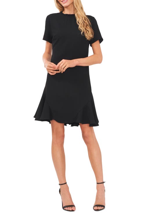 CeCe Ruffle Godet Shift Dress in Rich Black