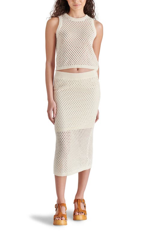 Shop Steve Madden Rosalind Open Stitch Midi Sweater Skirt In Natural