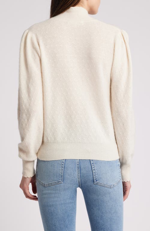 Shop Frame Tie Neck Puff Shoulder Cashmere Sweater In Cream