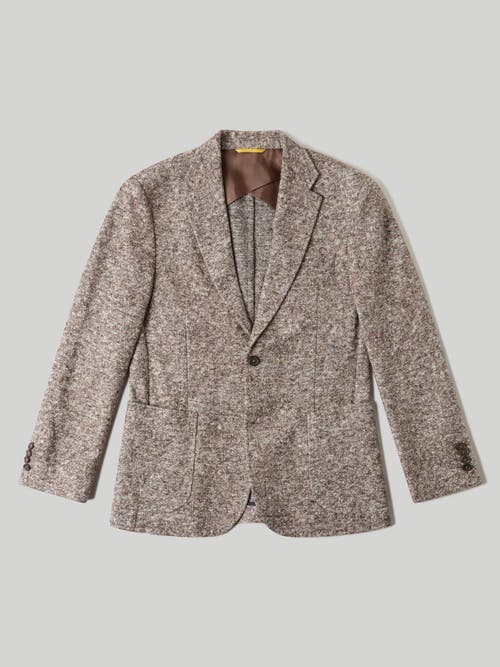 Shop Robert Talbott Wright Wool-cotton Knit Blazer In Brown/cream