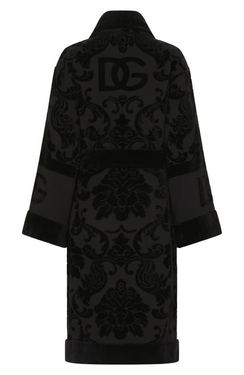 Dolce & Gabbana Bath Robe In Terry Cotton Jacquard In Black
