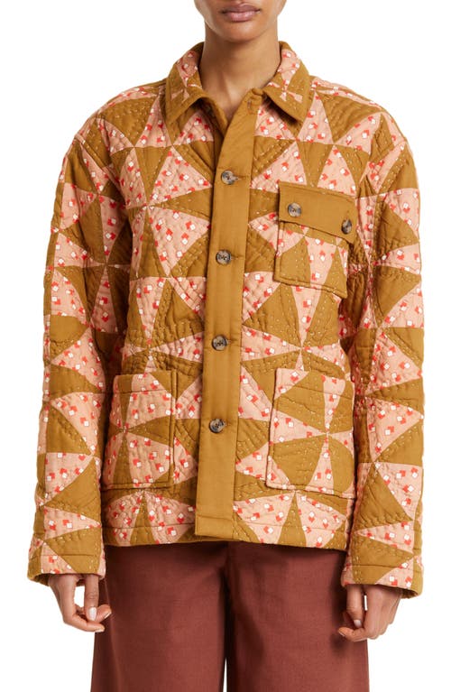 Kaleidoscope Quilted Jacket in Khaki Peach