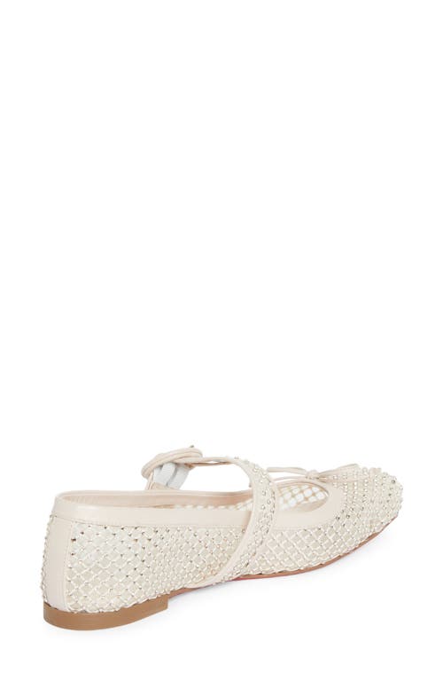 Shop Christian Louboutin Mamastrapitna Crystal Embellished Mesh Flat In Leche Silk/lin Leche