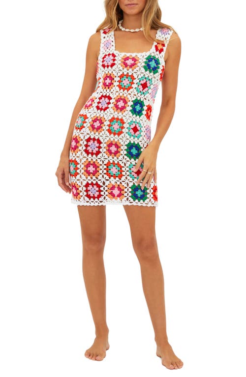 Beach Riot James Semisheer Cover-Up Dress in Tropical Sunset Crochet