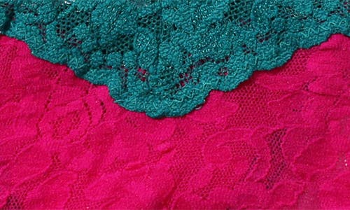 Hanky Panky Signature Lace Original Rise Thong In Pink Ruby/teal
