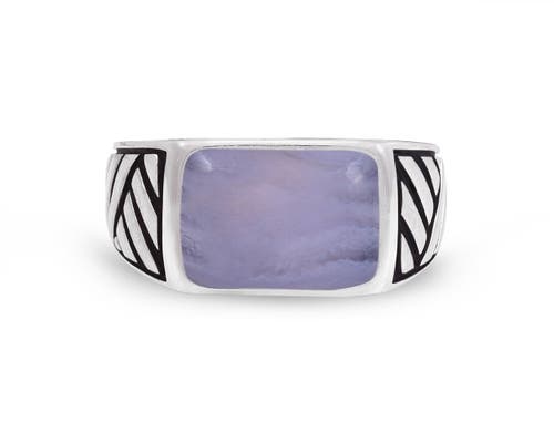 Luvmyjewelry Blue Lace Agate Sterling Silver Men Signet Ring In Blue